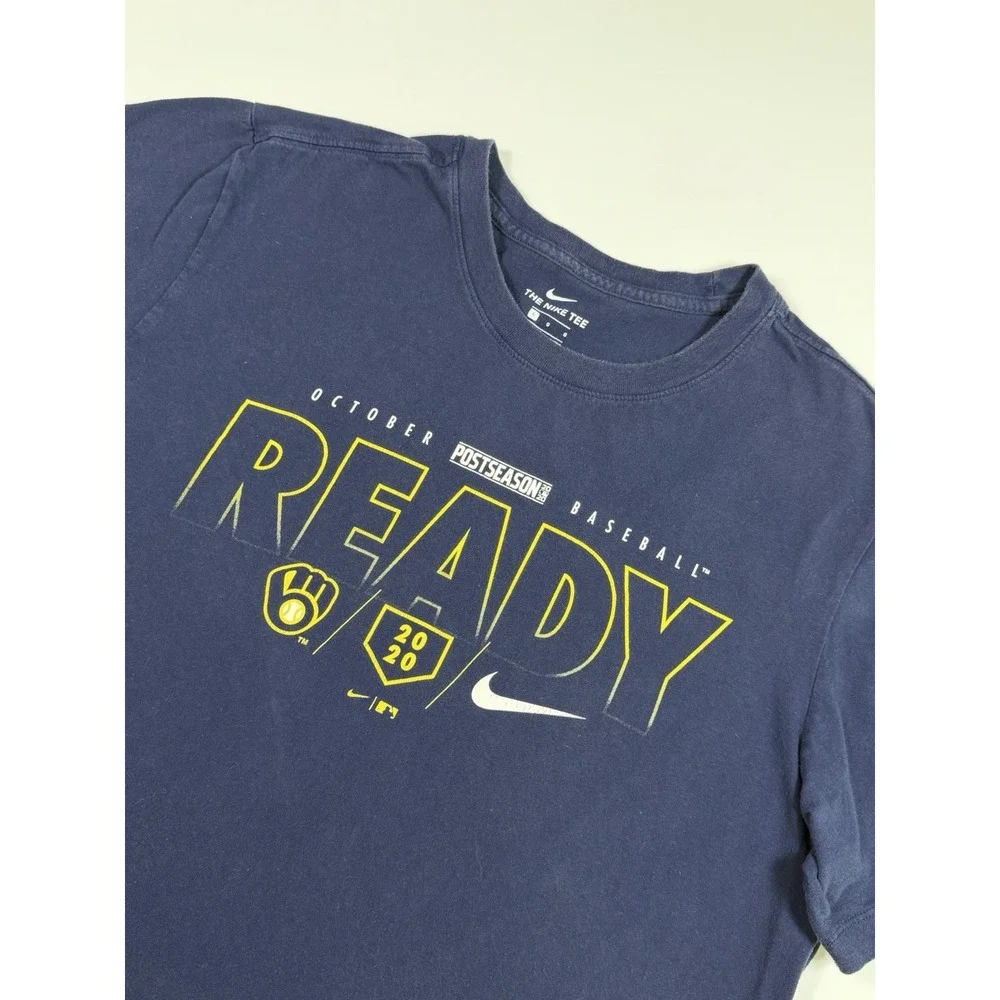 Nike Baseball MLB Milwaukee Brewers Size Large Shirt 2020 Post Season Ready
